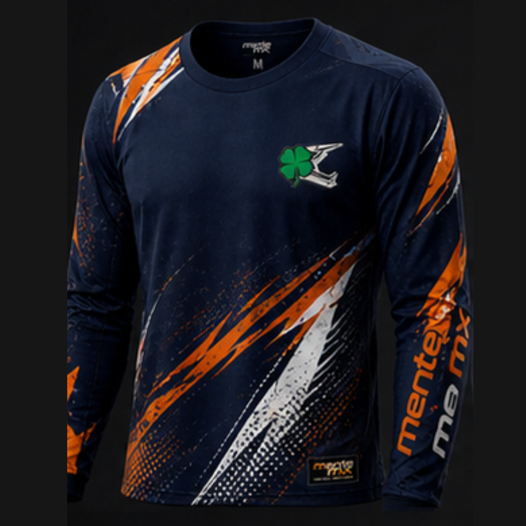 Camisa Rider Azul Laranja - Frente